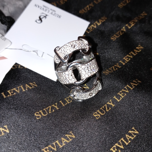 Sterling Silver CZ Triple Buckle Ring Size 7 NWT - Picture 6 of 15